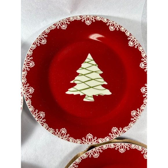 Now Designs Cute Ceramic Christmas Plates (qty 4) in Storage Box - Picture 4 of 8